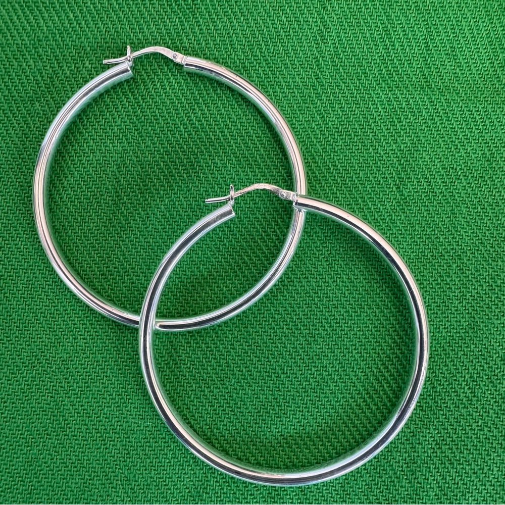 Kohl's Shiny Silver Tube Hoop Earrings Lightweight 2 inches Sterling Silver NWT